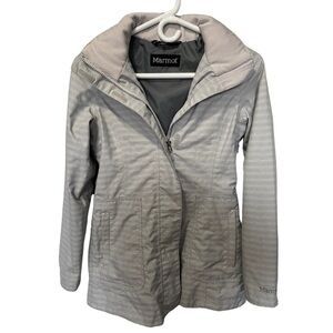 Marmot Women's Gray Membrane Waterproof Full Zip Hooded Grey Plaid Jacket US XS